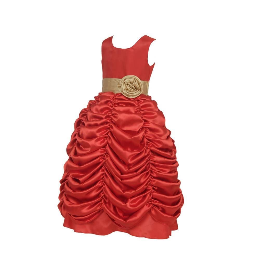 Asmaani Baby Girl's Red Color Satin A-Line Maxi Full Length Dress (AS-DRESS_22022) - Distacart