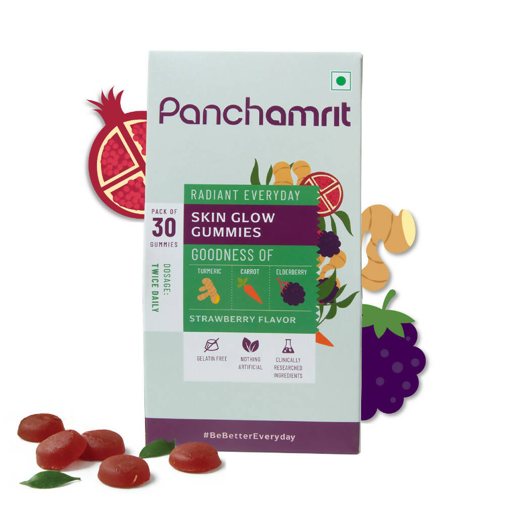 Panchamrit Skin Glow Gummies-Strawberry Flavor - Distacart