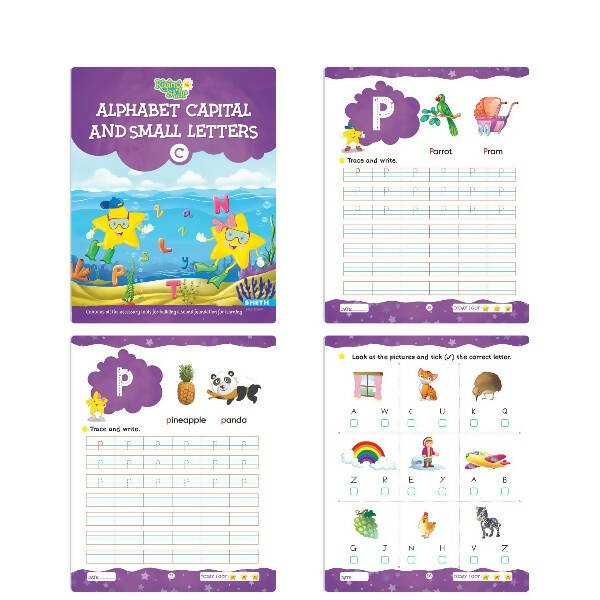 Rising Star Fun Learning Senior KG Books Set of 6| Ages 5-6 Years| Alphabet Letters, Cursive Writing, Number, Colouring, Rhymes & Stories Book - Distacart