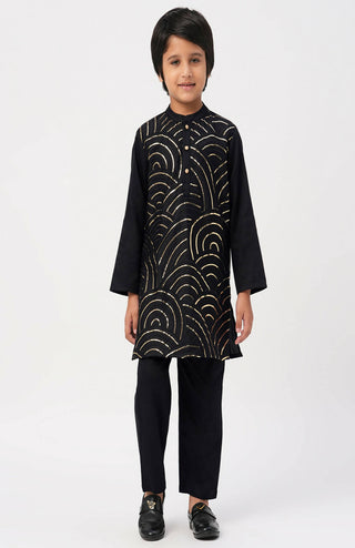 Lil Drama Bollywood Tadka Black Kurta Pant Set For Boys - Distacart