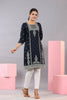 Juniper Women Navy Blue Rayon Printed Knee Length Straight Kurta - Distacart