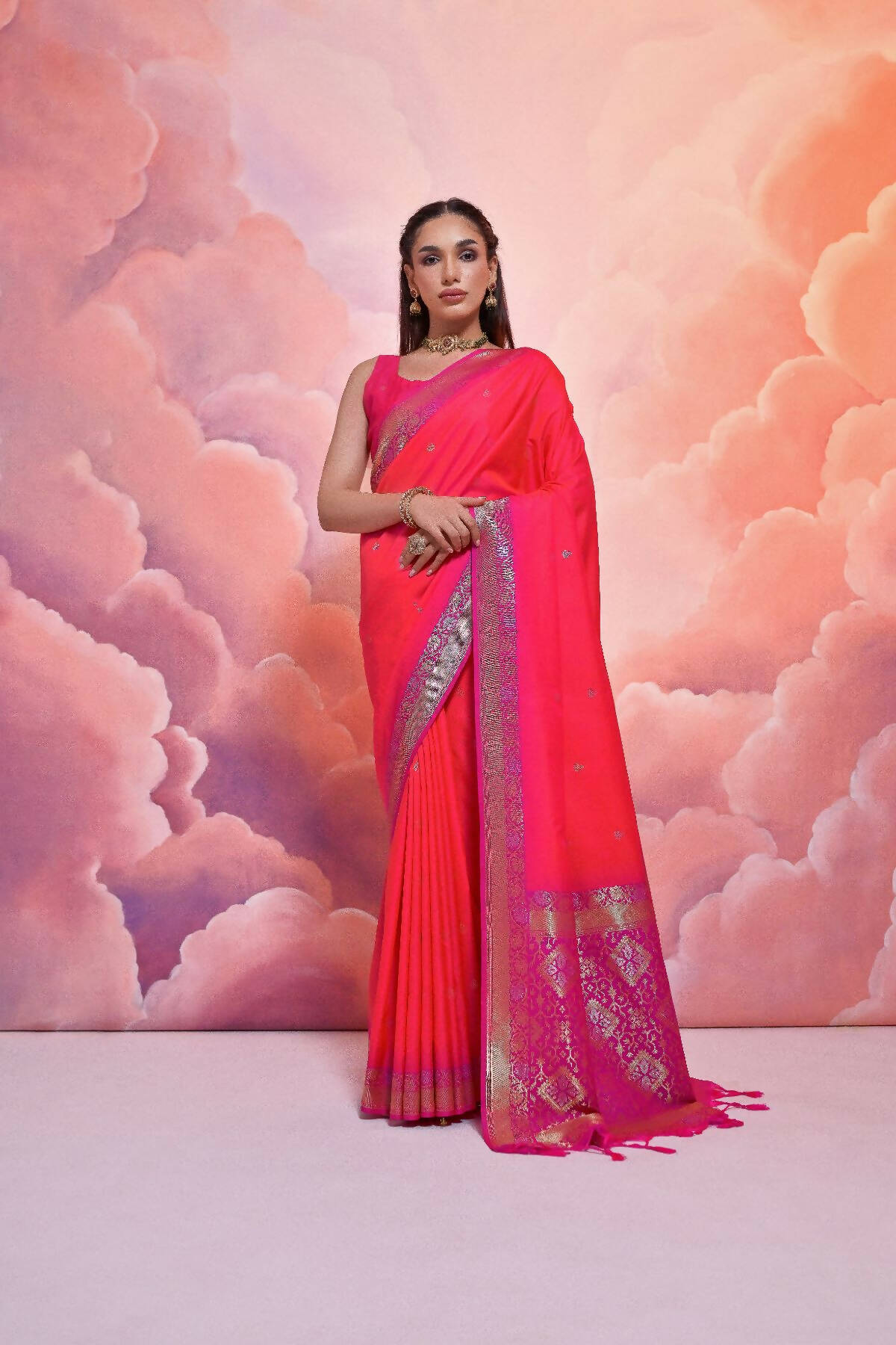Vishnu Weaves Women's Gajri Soft Silk Zari Woven Saree with Blouse - Distacart