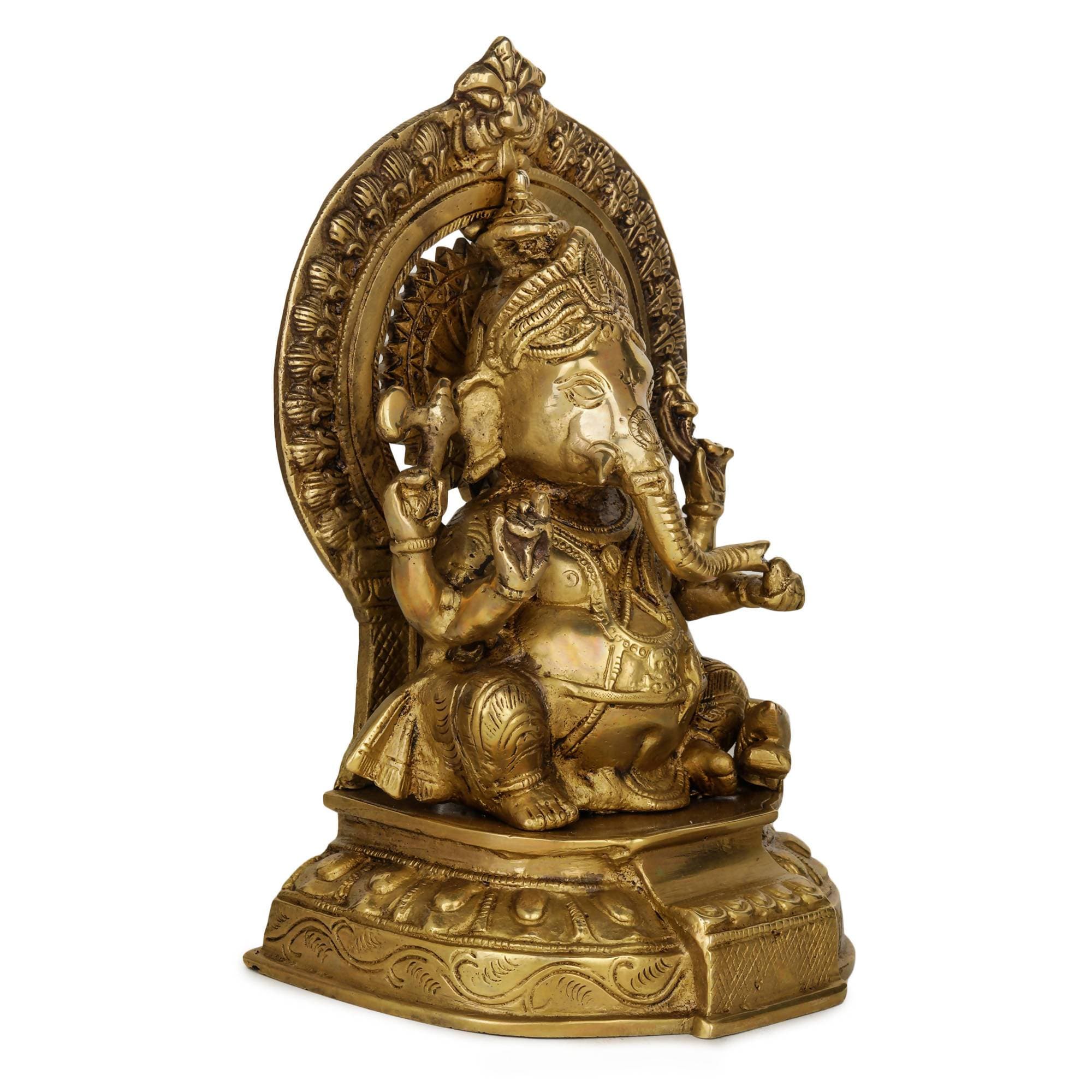 Devlok Maharaja Ganesha Pure Brass Idol - Distacart