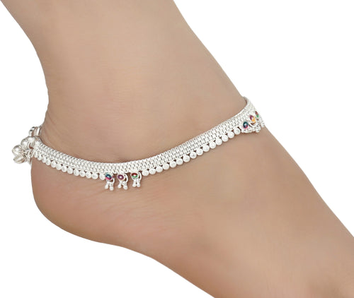 AanyaCentric Silver Plated White Metal Payal Indian Traditional Ethnic Fashion Imitation Jewellery Foot Chain - Distacart