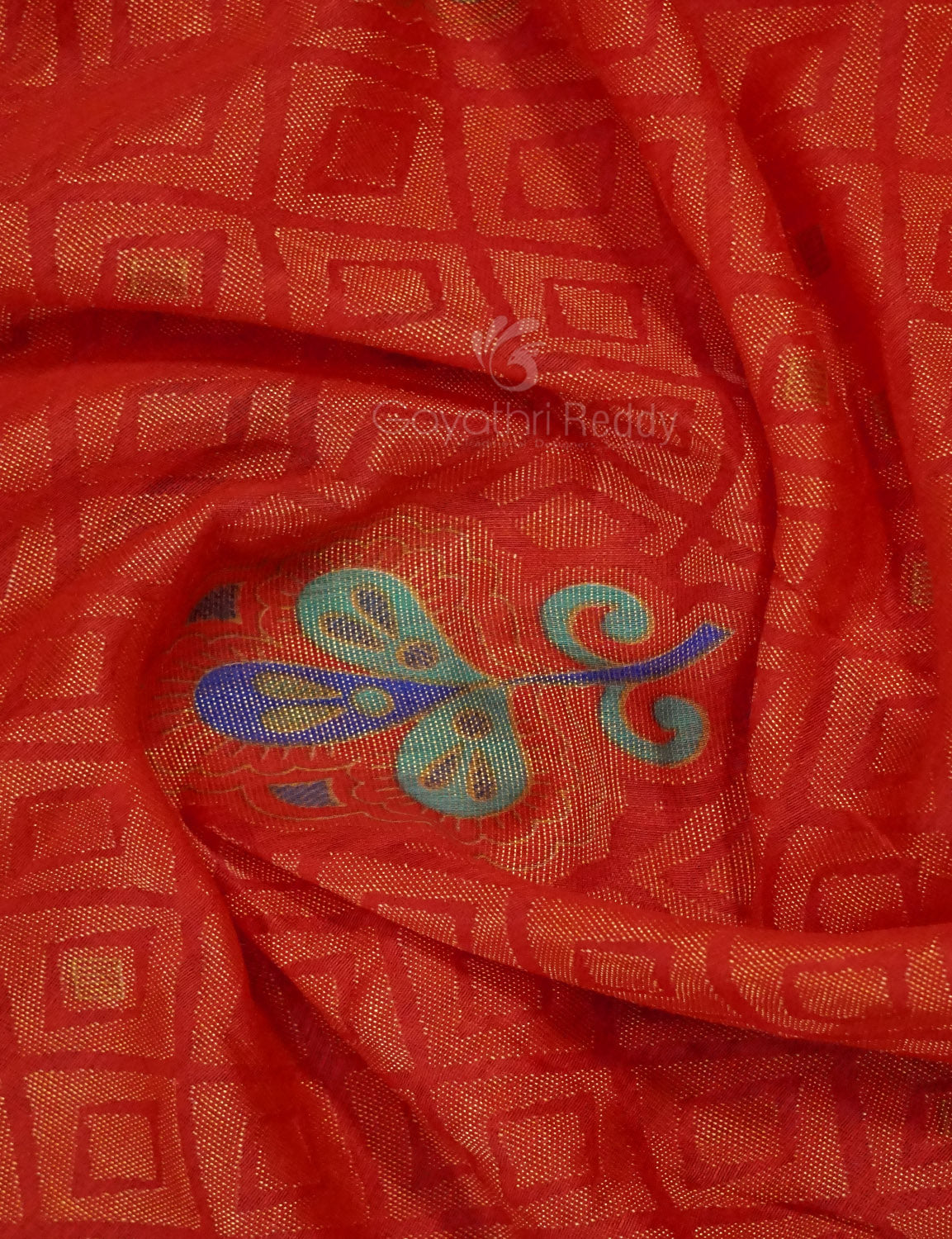 Orange Colour With Pista Green Blouse Cotton Brasso Saree By Gayathri Reddy Designer Studio - Distacart
