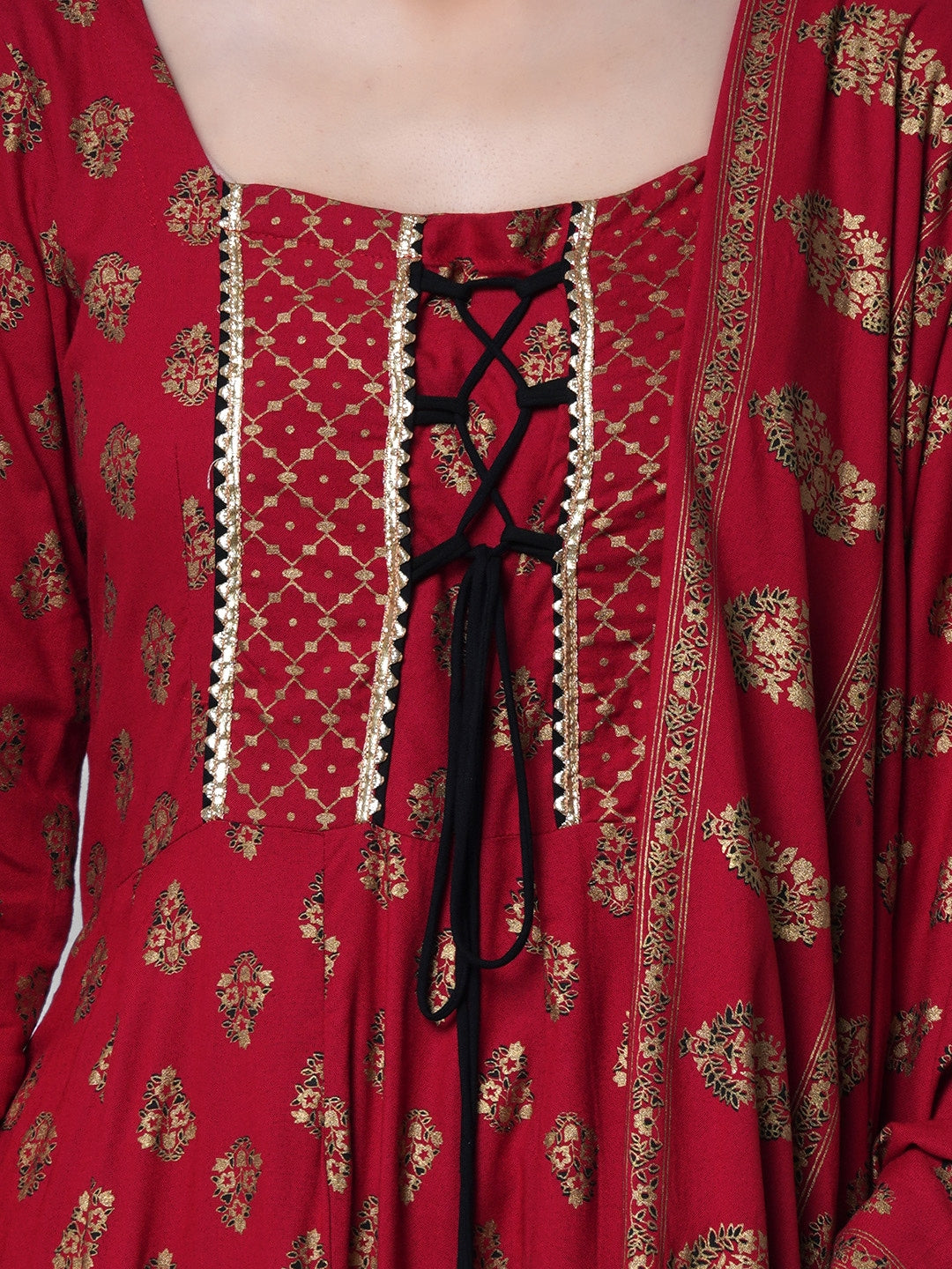 Kalini Women Red Ethnic Motifs Kurta with Churidar & With Dupatta - Distacart