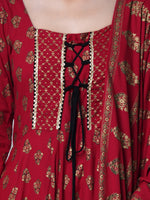 Thumbnail for Kalini Women Red Ethnic Motifs Kurta with Churidar & With Dupatta - Distacart