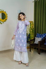 Thumbnail for Rangreza Ethnic Eliza Georgette Chikankari Kurta With Inner (Set Of 2) Lavender - Distacart