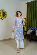 Thumbnail for Rangreza Ethnic Eliza Georgette Chikankari Kurta With Inner (Set Of 2) Lavender - Distacart