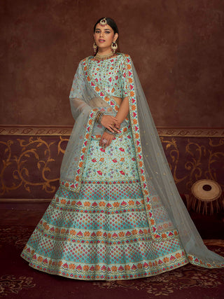 Myra Sky Art Silk Embroidered Designer Lehenga - Distacart