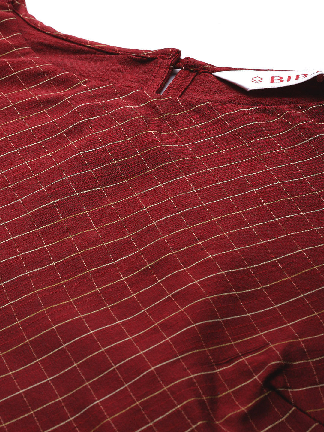 Biba Women Maroon Checked Kurta with Palazzos - Distacart