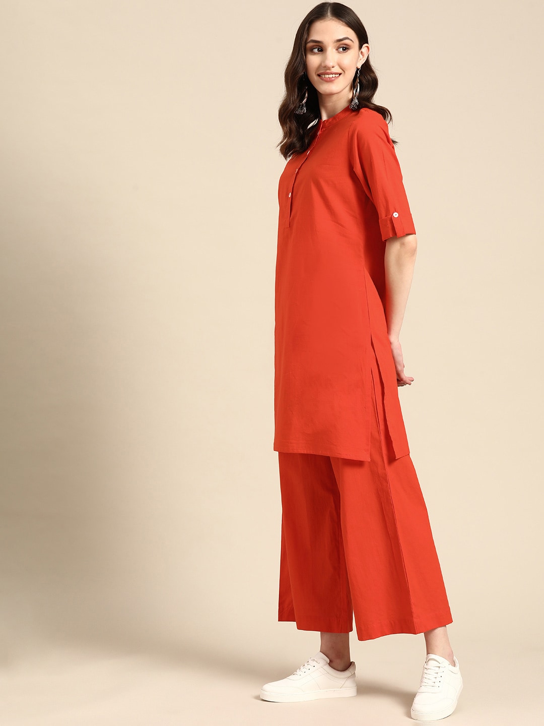 Sangria Women Pure Cotton Kurta with Palazzos - Distacart