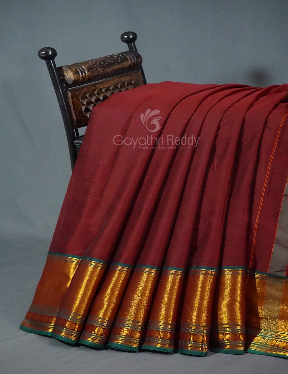 Kalanetha Maroon Colour Zari Kanchi Style Pure Narayanpet Cotton Saree By Gayathri Reddy Designer Studio - Distacart