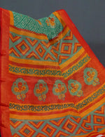 Thumbnail for Sea Green Colour With Orange Blouse Cotton Brasso Saree By Gayathri Reddy Designer Studio - Distacart