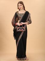 Thumbnail for Mitera Black & Orange Pure Silk Saree - Distacart