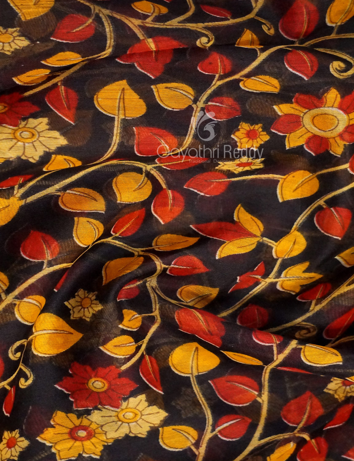 Shades of Black Colour Printed Semi Chanderi Saree By Gayathri Reddy Designer Studio - Distacart
