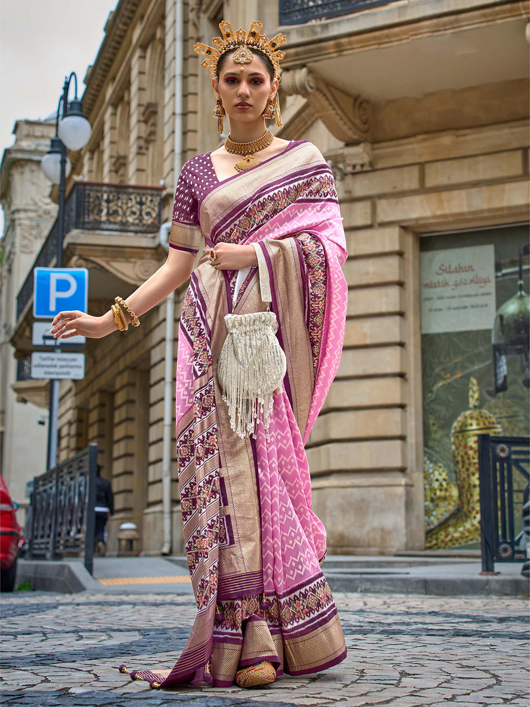 Mitera Ethnic Motifs Woven Design Zari Patola Saree - Distacart