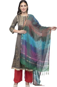 Thumbnail for A R Silk Women's Katan Soft Silk Multi Dye Multi Rainbow Regular Dupatta