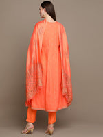 Thumbnail for HERE&NOW Ethnic Motifs Printed Thread Work Angrakha Kurta with Palazzos & Dupatta - Distacart