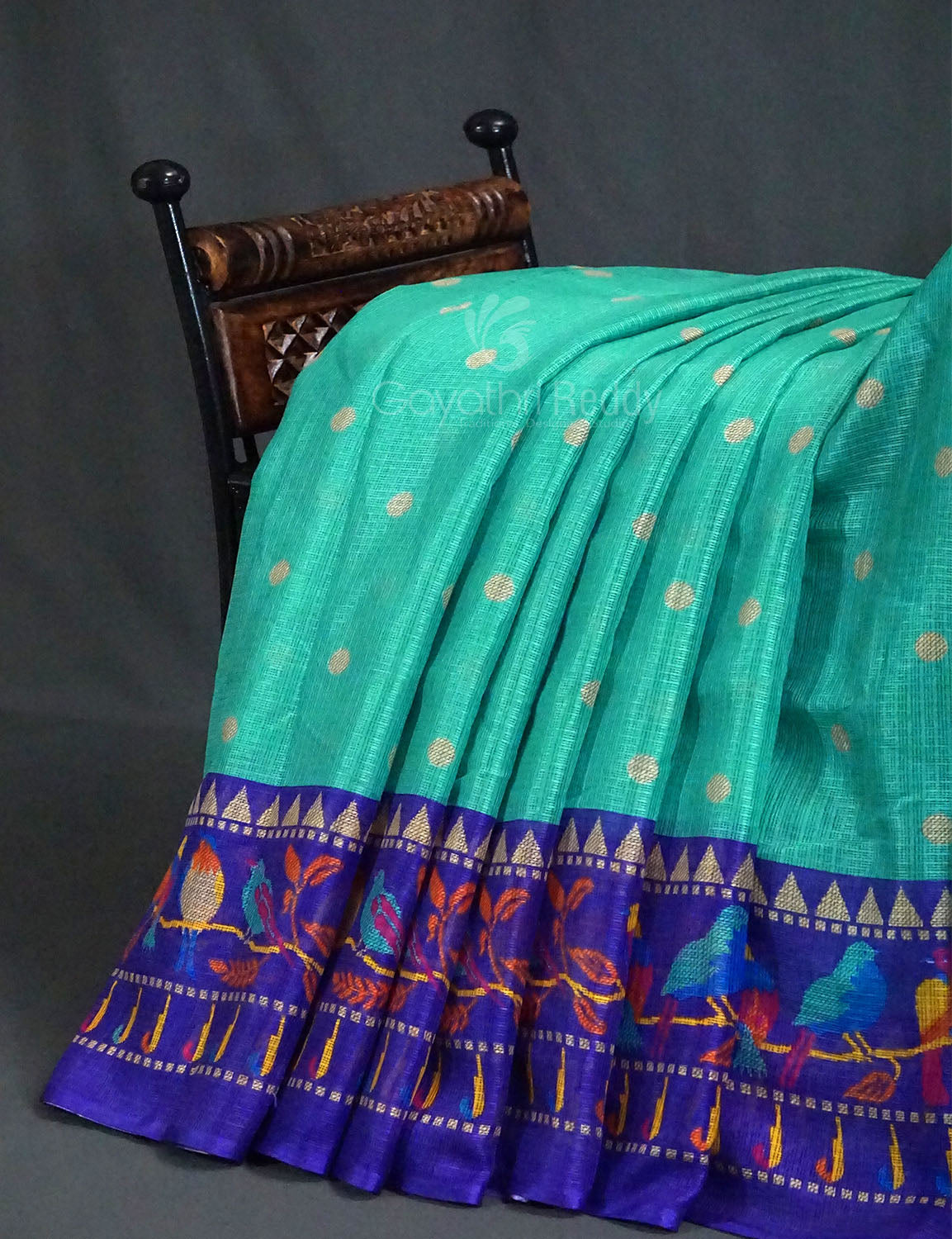 Sea Green Colored with Buttes Semi Silk Kota Saree By Gayathri Reddy Designer Studio - Distacart