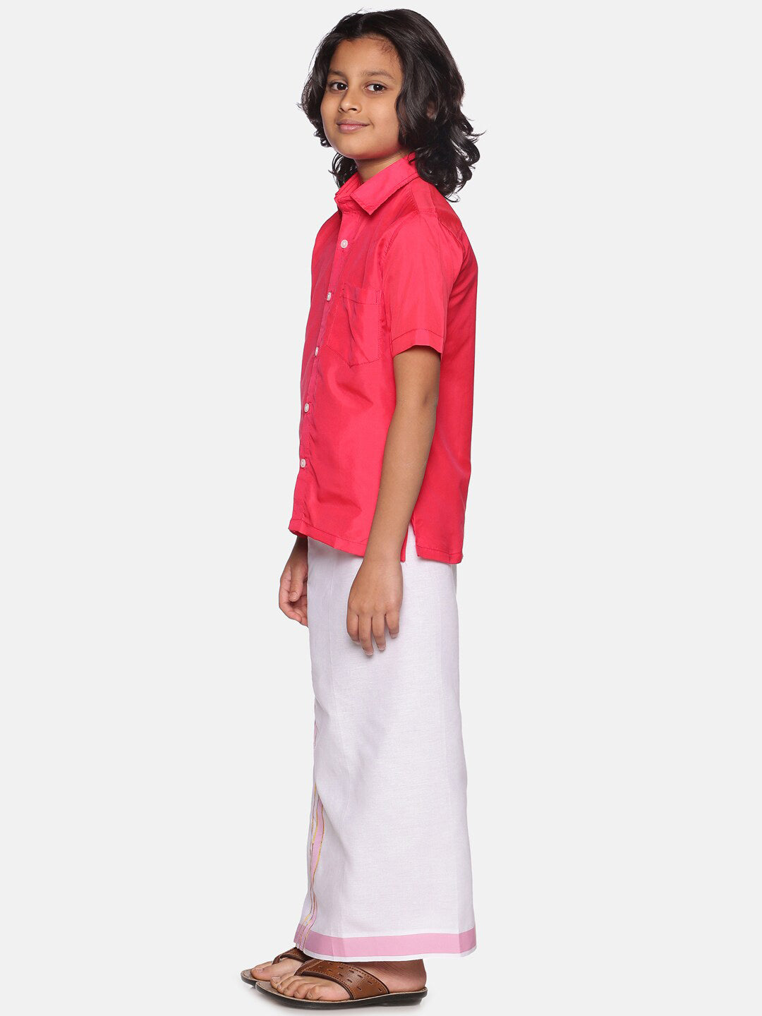 Sethukrishna Boys Pink & White Shirt with Dhoti - Distacart