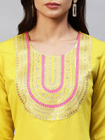 Thumbnail for Kalini Women Yellow Straight Kurta with Trouser & Dupatta - Distacart