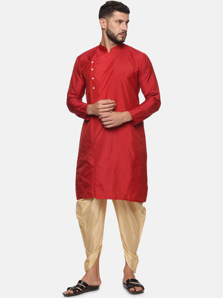 Sethukrishna Men Maroon Angrakha Kurta with Dhoti Pants - Distacart