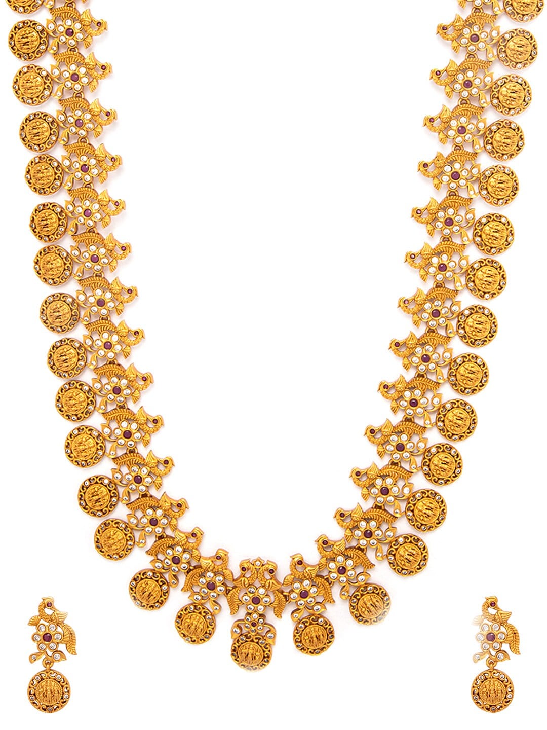 Rubans Women Gold-Plated & Red Stone CZ Studded Jewellery Set - Distacart