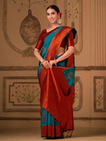 Thumbnail for Sangria Ethnic Motifs Woven Design Zari Saree - Distacart