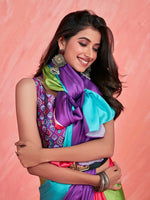 Thumbnail for Sangria Colourblocked Satin Saree - Distacart