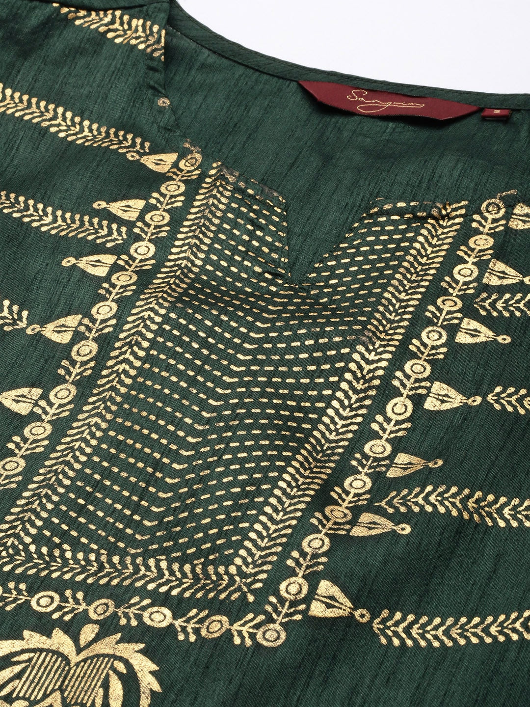 Sangria Women Green & Gold- Toned Ethnic Motifs Printed Kurta with Salwar - Distacart