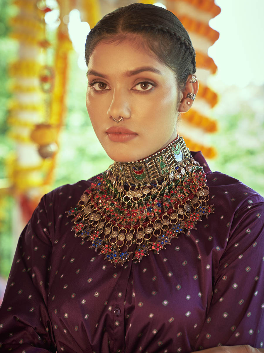 Myra Purple & White Cotton Embroidered Navratri Special Lehenga - Distacart