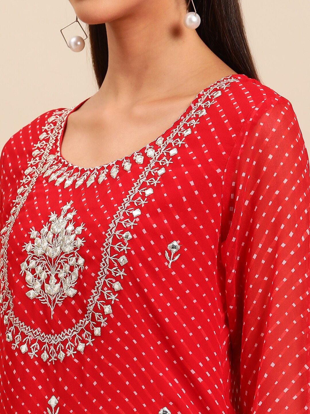 Sangria Women Yoke Design Mirror Work Indie Prints Cotton Kurta - Distacart