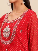 Thumbnail for Sangria Women Yoke Design Mirror Work Indie Prints Cotton Kurta - Distacart