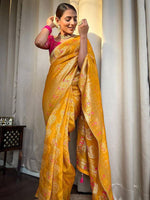 Thumbnail for Kalini Woven Design Zari Silk Blend Banarasi Saree - Distacart