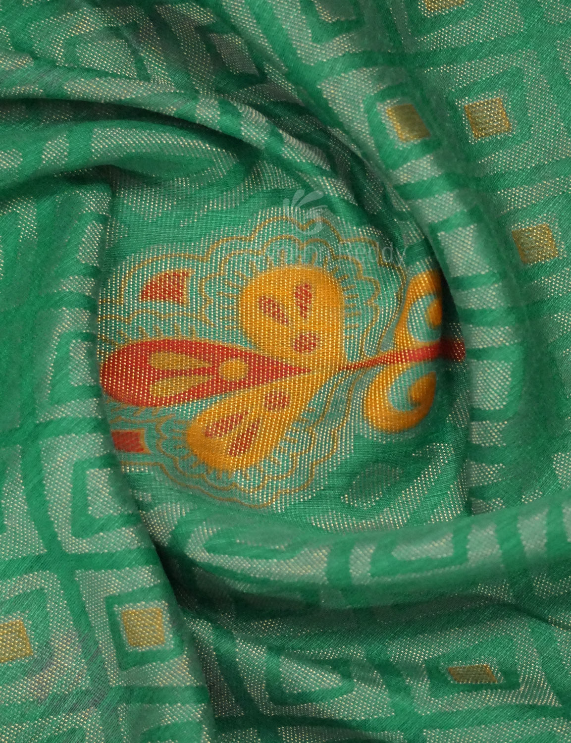 Sea Green Colour With Orange Blouse Cotton Brasso Saree By Gayathri Reddy Designer Studio - Distacart