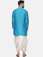 Thumbnail for Sethukrishna Men Turquoise Blue Angrakha Kurta with Salwar - Distacart