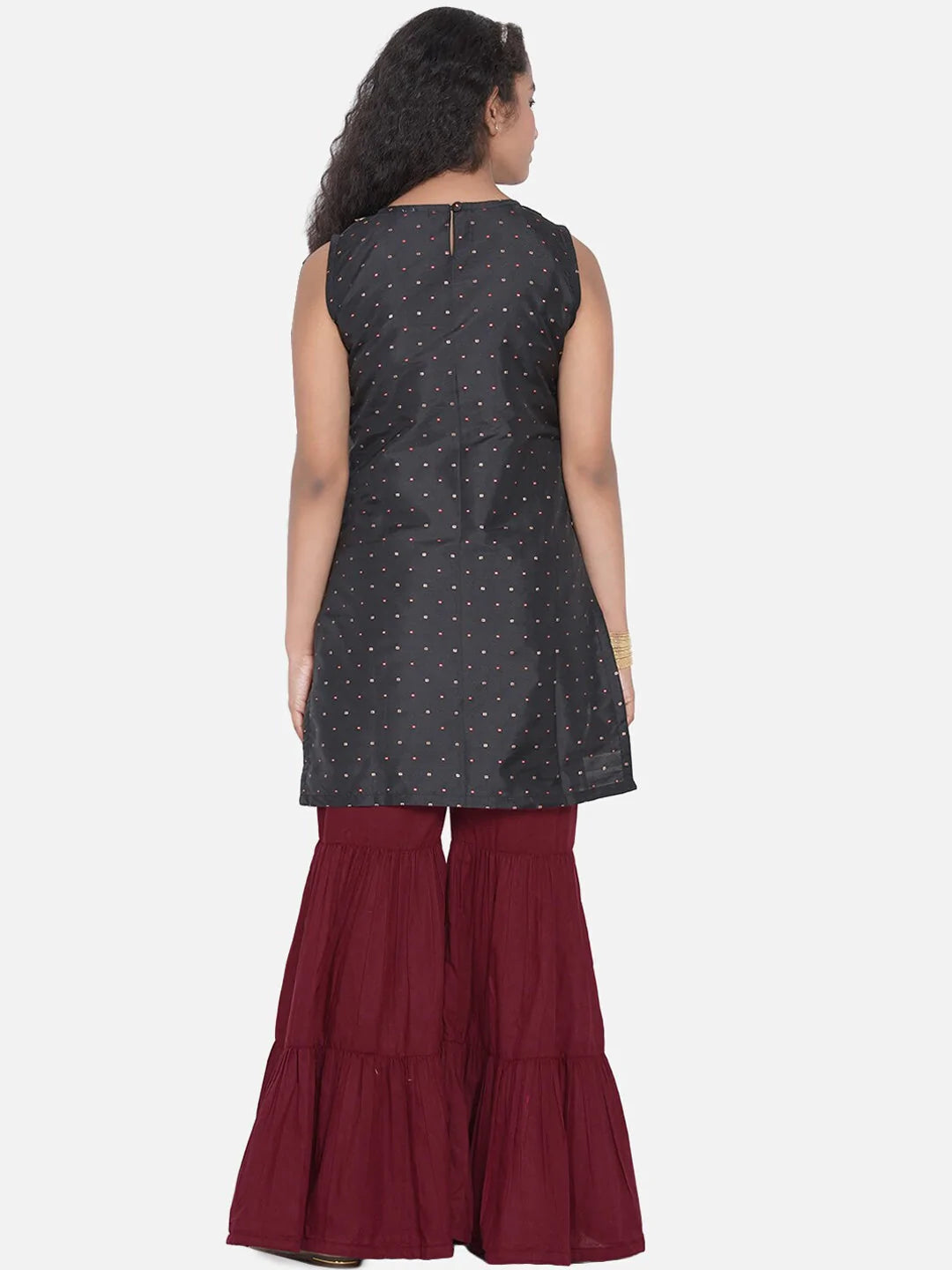 NOZ2TOZ Black Printed Regular Gotta Patti Kurta with Sharara For Girls - Distacart