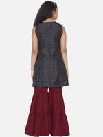 Thumbnail for NOZ2TOZ Black Printed Regular Gotta Patti Kurta with Sharara For Girls - Distacart