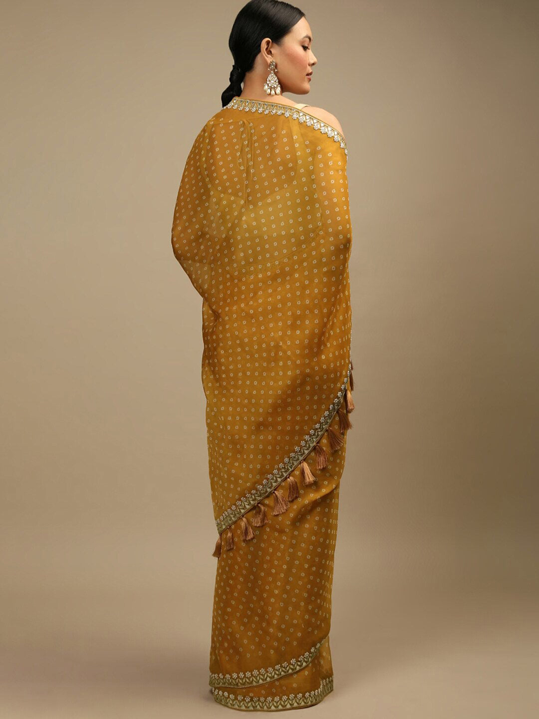 Sangria Bandhani Printed Beads and Stones Saree - Distacart
