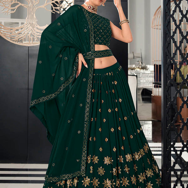 Myra Green Georgette Embroidered Designer Lehenga - Distacart
