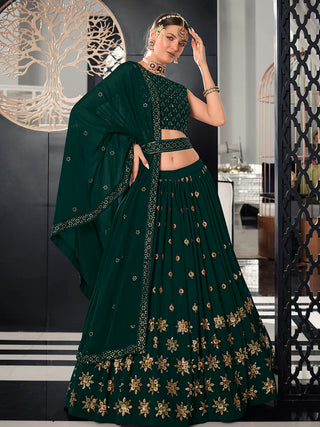 Myra Green Georgette Embroidered Designer Lehenga - Distacart