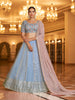Myra Sky & Dusty Pink Gorgette Embroidered Designer Lehenga Choli - Distacart