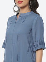 Thumbnail for Biba Women Embroidered Band Collar Straight Kurta with Palazzos - Distacart