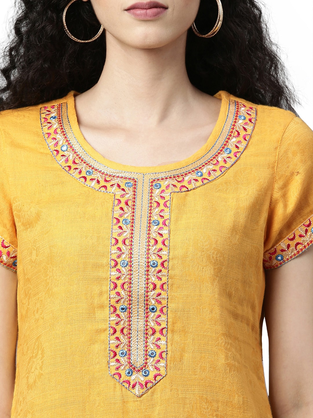 Souchii Yellow Embroidered Kurta - Distacart