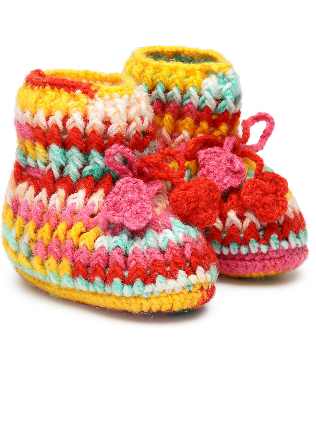 Chutput Kids Woollen Hand Knitted Self Desgin Detailed Booties - Multi - Distacart