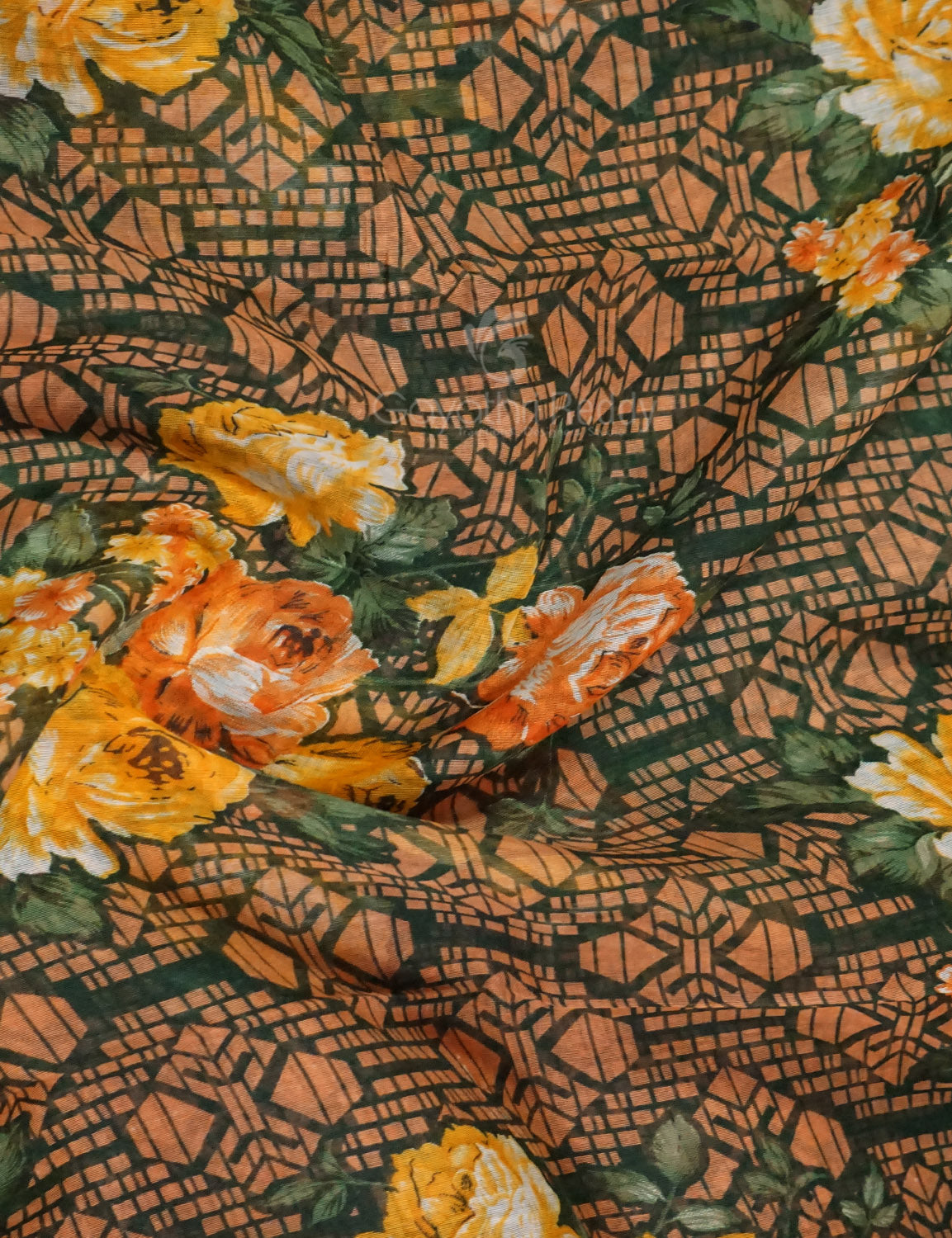 Shades of Green Colour Floral Design Semi Chanderi Saree By Gayathri Reddy Designer Studio - Distacart