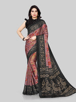 Thumbnail for Kalini Pink & Black Floral Saree - Distacart