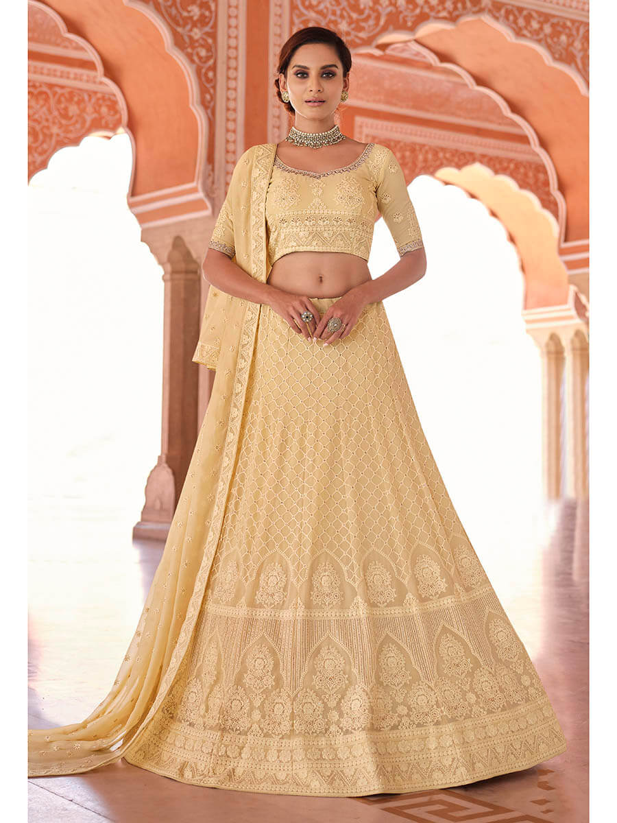 Myra Off White Embroidered Designer Lehenga Choli - Distacart