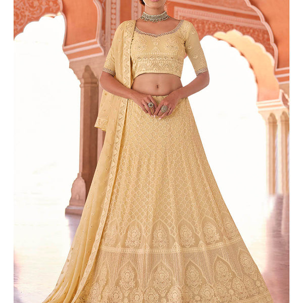 Myra Off White Embroidered Designer Lehenga Choli - Distacart